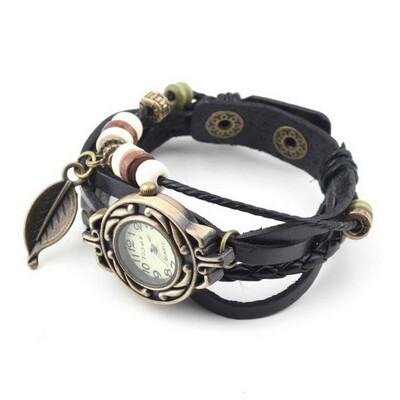 

Fashion Retro Leaf Bracelet Watch Quartz Movement Wrist Watch Girl Women
