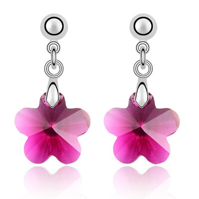 

Austrian Crystal Flower Dangle Earrings For Women Silvet Color Drop Earrings Fashion Jewelry Friendship Party Gift .3658