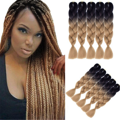 

Two Tone Ombre Jumbo Braid Hair Extension 100g/pc high temperature fiber Twist Braiding Hair 1Pc Color Randomly Delivery