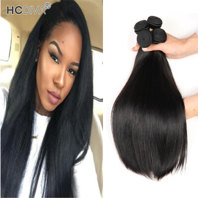 

HCDIVA Brazilian Virgin Straight Hair 4 Bundles Straight Hair Bundle Deals Brazilian Straight Hair Weaving Silky Soft Hair Bundles