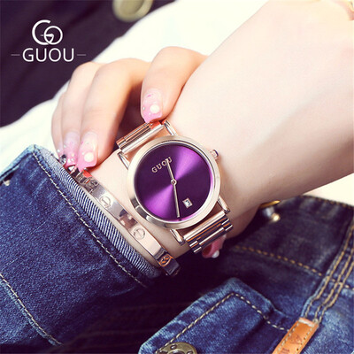 

GUOU Women Fashion Girl Dress Watches Rose Gold Simple Quartz Wristwatches Ladies Waterproof Clock