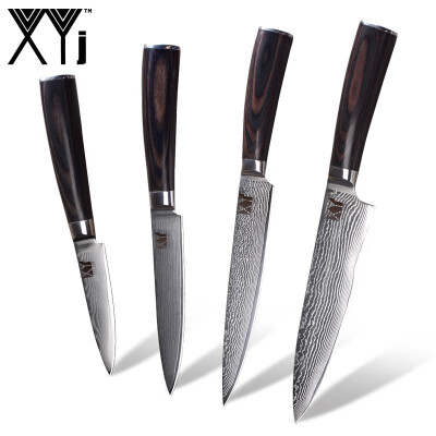 

XYj VG10 Steel Blade Kitchen knife Japanese Damascus Steel Pattern knife 4 Piece Set