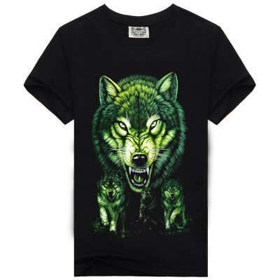 

Men's Black 3D Graphics Printed Rock Skull Pattern Short Sleeve T-Shirt Top Tee Shirt M-XXXL（Night Wolf）