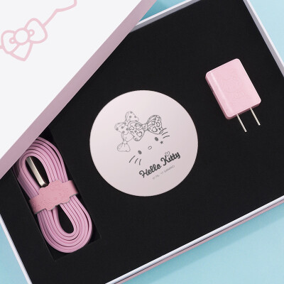 

Youk HelloKitty6000 mA mobile power + 2.4A dual USB charging head + 1m data line cartoon charging treasure metal body cute portable daily charging set