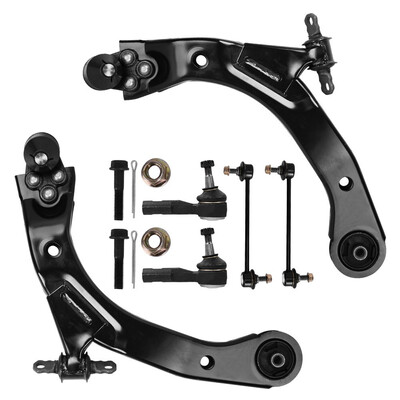 

6pc Front Lower Control Arms with Ball Joint Outer Tie Rods Sway Bar Links for for 2005-2010 Chevrolet Cobalt HHR G5 Pursuit Ion