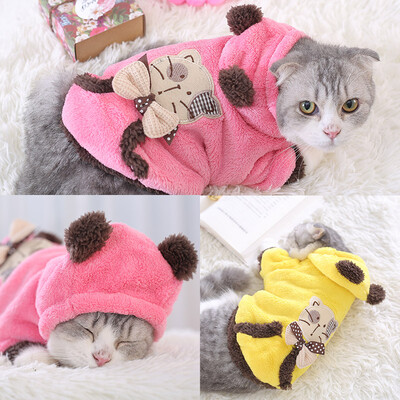

Huayuan favors hoopet pet dog clothes autumn&winter wear coral warm cats change body Garfield folding ear kitten pet clothing red L