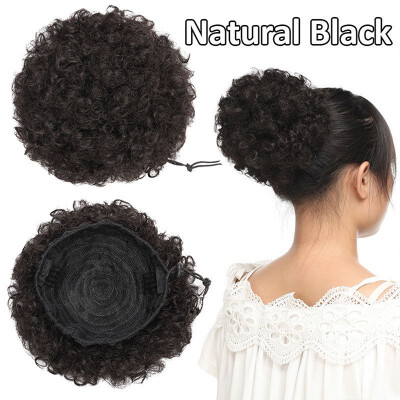 

Afro Bun Extension Puff Ponytail Chignon Hairpiece With Drawstring Afro Kinky Curly Wrap Messy Updo Synthetic For Women