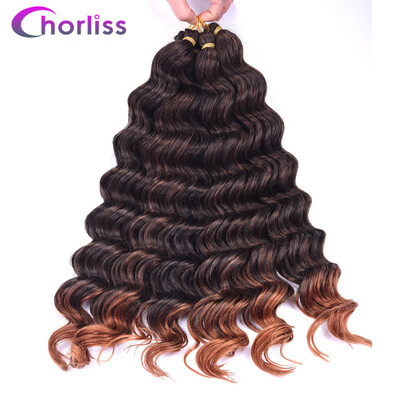 

Chorliss 22" Deep Wave Hair Crochet Braids Black Synthetic Ombre Braiding Hair Extensions 80g/pack