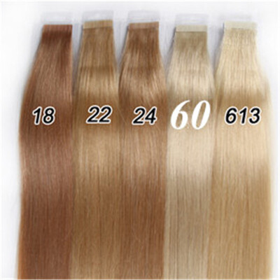 

Tape In Human Hair Extensions Natural Color #18 #22 #24 #60 #613 Brazilian Peruvian Indian Malaysian Skin Wefts Remy Hair 40g/lot