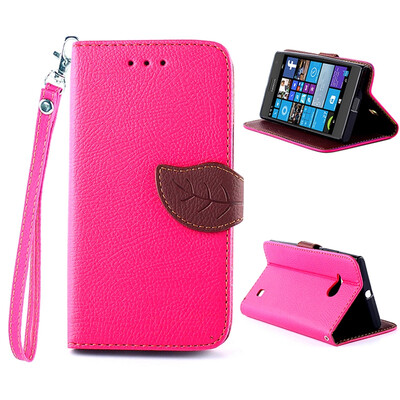 

MOONCASE [Leaves Magnetic Button] Premium PU Leather Flip Wallet Card Slot Bracket Back Case Cover for Nokia Lumia 730
