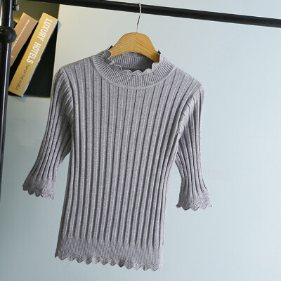 

Women High Collar Sweaters Slim Warm Bottoming Sweater Knitted Pullover