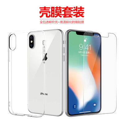 

ESCASE Apple, iPhoneX / 10 телефон оболочка iPhoneX / 10 закаленных прозрачной пленке всего пакета DROP + подкалиберная неполноэкранная стеклянная пленку при высокой проницаемости мембраны оболочки Set