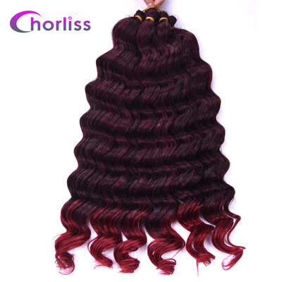 

Chorliss 22" Deep Wave Hair Crochet Braids Black Synthetic Ombre Braiding Hair Extensions 80gpack
