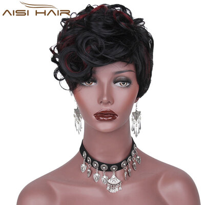 

AISI HAIR Синтетические короткие парики для пикши для черных женщин Волнистая жаропрочная прическа