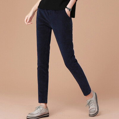 

City Plus CITYPLUS 2017 Winter new art women's wild casual corduroy pants loose loose cashmere warm casual pants CWKX179562 treasure blue
