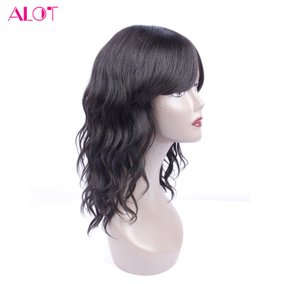 

ALOT Hair Peruvian Нет Кружевные человеческие волосы Парики с розовыми волосами Природные волны Средние коричневые Швейцарские кружева для черных женщин