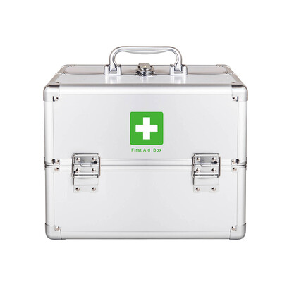 

Vilscijon Victorian aluminum double open household medicine box multi-function medicine box out of the box first aid kit medicine storage box small 3353