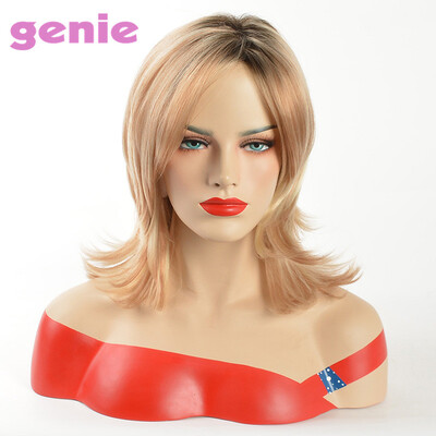 

JUNSI Blonde Hair Wig Straight American Synthetic Ombre Парики Жаростойкие волосы