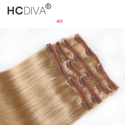 

HCDIVA Human Hair 18 inch (45cm) Long Straight Women Clip in Hair Extensions 100 grams/Package ,7Pcs/Set 5 Colors Available