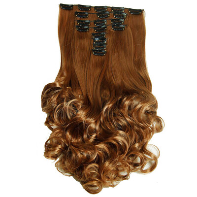 

AISIHAIR 16Colors Clip в наращивании волос8шт / комплект 22 дюйм 55 см Длинные волнообразные жаропрочные наконечники