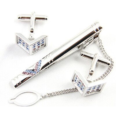 

Yoursfs® Men Classic Stainless Steel Wedding Zircon Fashion Engagement Cuff Links and Tie Clip Set