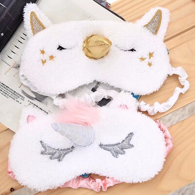 

Outdoor Unicorn Sleeping Mask Cute Unicorn Horn Soft Plush Blindfold Eye Cover for Women Girls