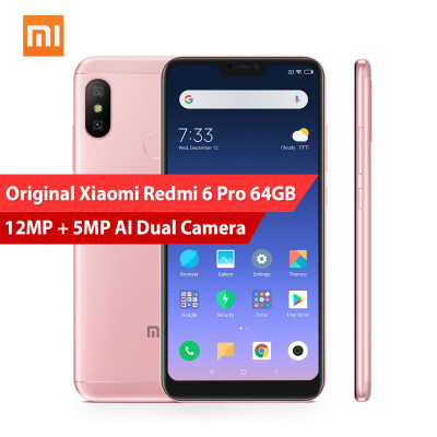 

Original Xiaomi Redmi 6 Pro 4GB 64GB Google Play 584 inch 199 Full Screen Snapdragon 625 Octa Core 12MP5MP Dual Camera Cellphon