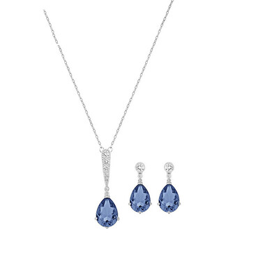 

Swarovski Drops Pendant Necklace Pierced Earrings Stud Earrings Set
