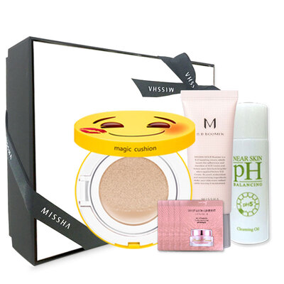 

MISSHA Emoji limited edition cushion BB Cream Value Pack facial expression cushion 15g cream 1ml 5 makeup before the milk 20ml PH Cleansing Milk 30ml