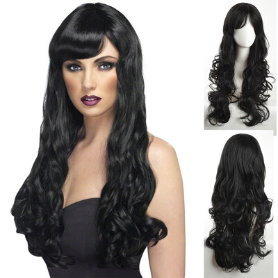 

JUNSI Synthetic Wig Long Black Wavy Hair Wig Beauty Hair For Black Women Wigs