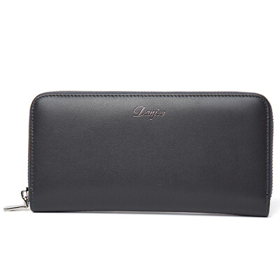 

DANJUE Men Wallets Genuine Leather Zipper Long Casual Male Purses Big Capacity Cowhide Day Clutch Wallets Phone Bag
