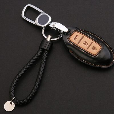 

Huashi Nissan Key Case Nissan Leather Key Case Keychain Cover Refit Special C-Sports Black