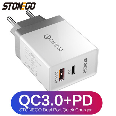 

STONEGO Dual-Port Wall Charger Adapter with USB-C PD & USB 30 Port 36W USB Type C Charger with Each Port 18W Power Delivery