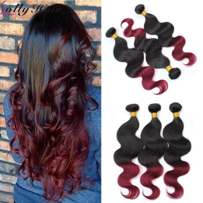 

Хорошее качество T1B / 99j Hair Weaving Bundles Ombre Fashion Brazilian Body Wave Hair Extension 3pcs Ombre Two Tone Color Virgin Human