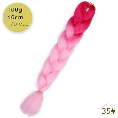 

AISI HAIR 100gpcs 24inch Kanekalon Jumbo Braids Hair Ombre Two Tone Colored Synthetic Hair for Dolls Crochet Hair