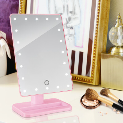 

Di Mente makeup mirror with lamp desktop led mirror single-sided vanity mirror 20 beads large HD mirror 291 pink