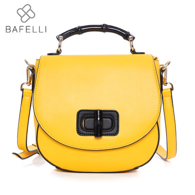 

BAFELLI the new saddle shoulder bag fashion Lemon yellow crossbody messenger bag hot sale bolsa feminina women bag