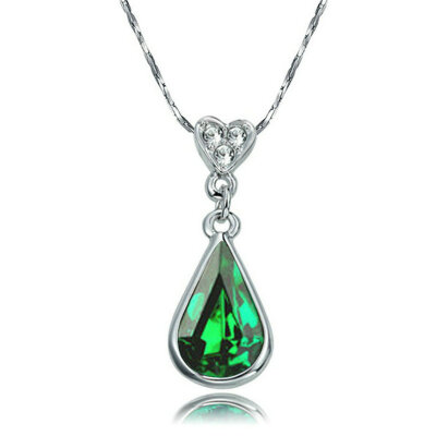 

Yoursfs® 18K White Gold Plated Simulated Emerald Pendant Statement Necklace Use Austrian Crystal Fashion Gemstone Necklace