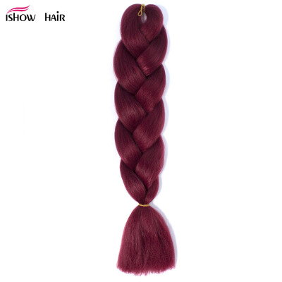 

Ishow 24inch Synthetic Braiding Hair Pure Color HighTemperature KanekalonJumbo Braid Hair Extensions Crochet Yaki Texture 1pc/100g