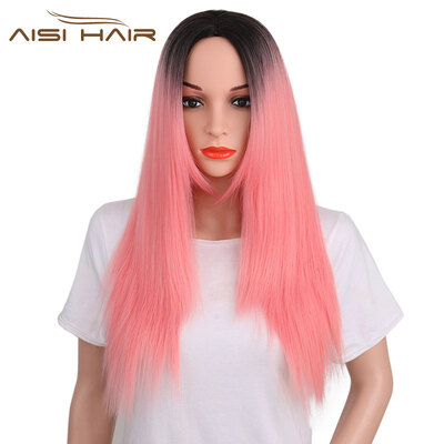 

Synthetic 7 Color Ombre Wigs for Black Women Long Straight Cosplay Grey Hair