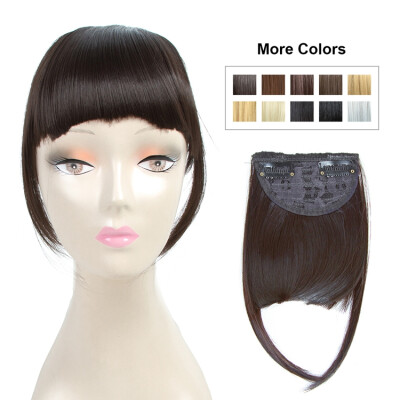

Fashion Clip On Bangs Brown Fringe Hair Extensions Synthetic Hairpieces Clips in Hair Bang False Short Flat Bangs Two Side