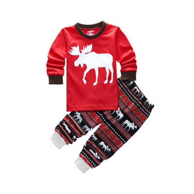 

Christmas Children Boys Girls Clothing Cotton Autumn Winter Santa Claus 2PCS Long Sleeve Pant Suit Baby Girls Boys Clothes Set