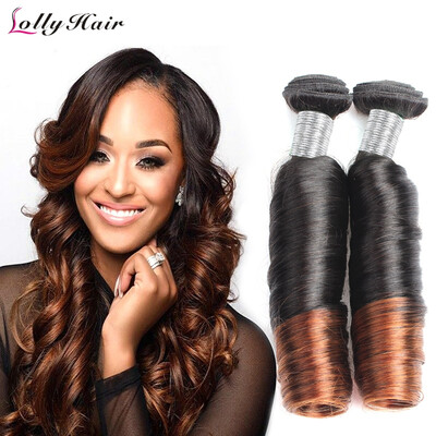 

Brazilian Virgin Human Hair Extension Fashion Ombre Two Tone Spring Curl Good Quality Top 8A Hair Bundles 3pcs T1B/4