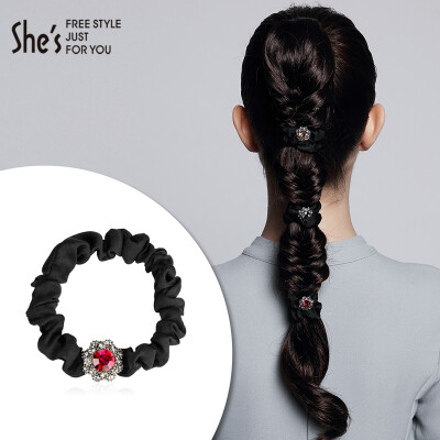 

shes Qian Zi hair accessories hairpin retro baroque imitation crystal ponytail rope rubber band headdress