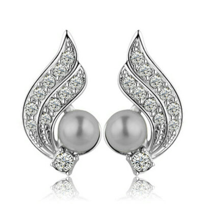 

Yoursfs® 18K White Gold Plated Love Wing Gray Pearl Earring Use Austrian Crystal Fashion Jewelry