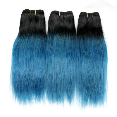

2 tone Brazilian human hair extension ombre 1B /blue hair bundle 10-18 inch 3 pieces /set