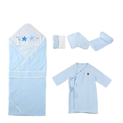 

Cotton Age (PurCotton) Baby Kit Blue Star Catch + Long & Robe + Bath Towel + Facial Towel + Handkerchief 2pcs 6pcs / Bag