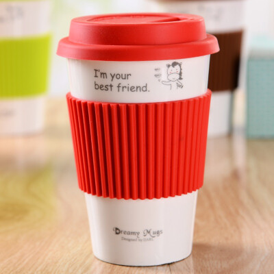 

Porcelain Soul Creative Ceramic Couple Coffee Mug Cup Cover with Hand Water Cup Red Pony