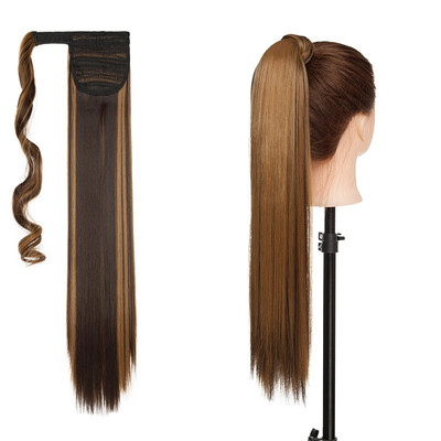 

Long Straight Ponytail Extension Wrap Around Synthetic Ponytail No Clip in Hair One Piece Hairpiece Binding for Women