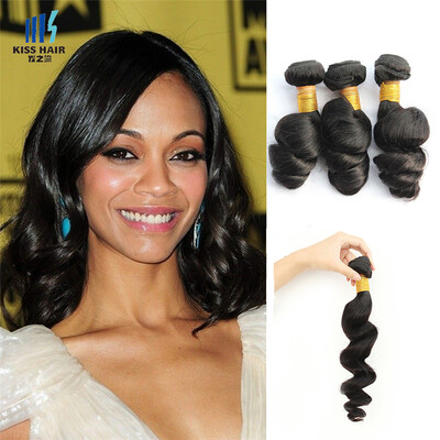 

kiss hair nature black loose wave hair bundle virgin Brazilian human hair weaving 3pcslot hair bundle